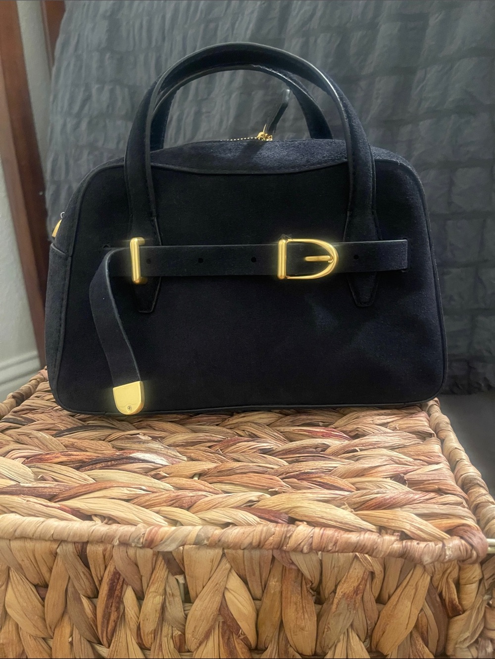 Madewell Navy Suede Mini Crossbody with Gold Hardware - Picture 13 of 16